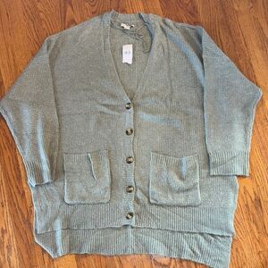 Women's Green Oversized American Eagle Cardigan Sweater